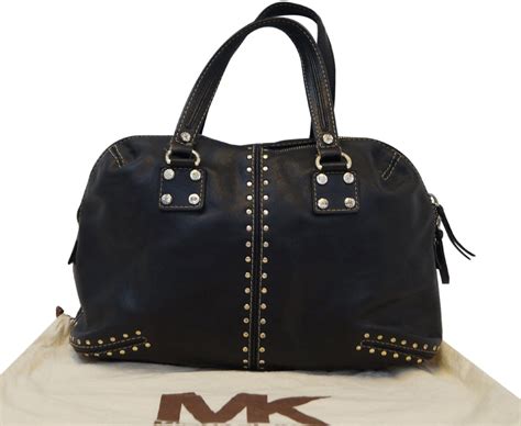 black michael kors handbag with gold studs|michael kors astor studded handbag.